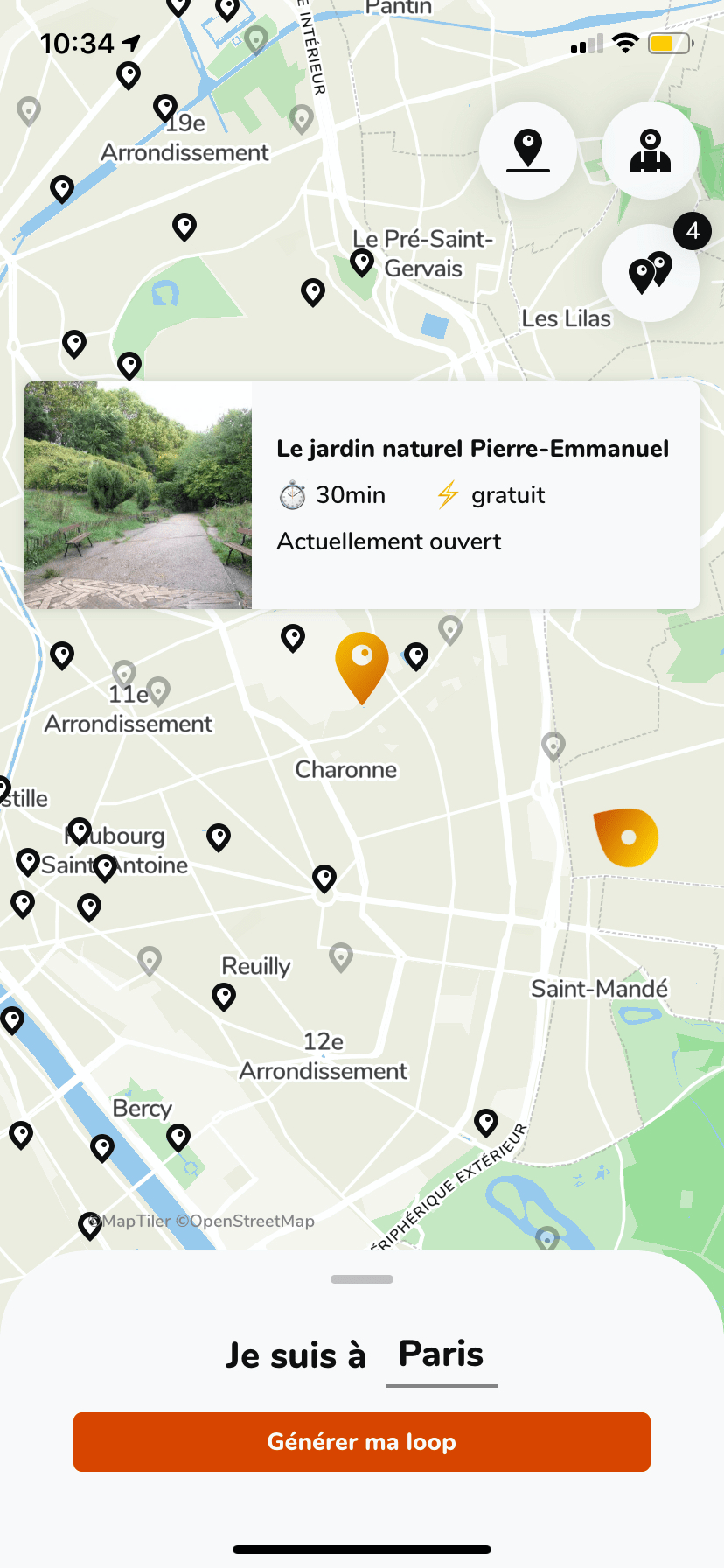 Loopsturn iOS - Génération de balades dans Paris